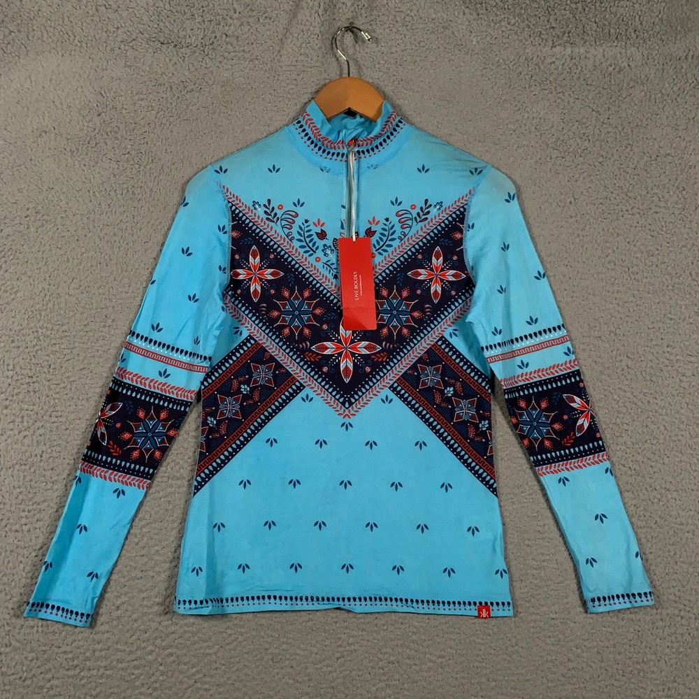 Krimson Klover North Star Top Women's Small Milky Blue Ski Base Layer Nordic Zip